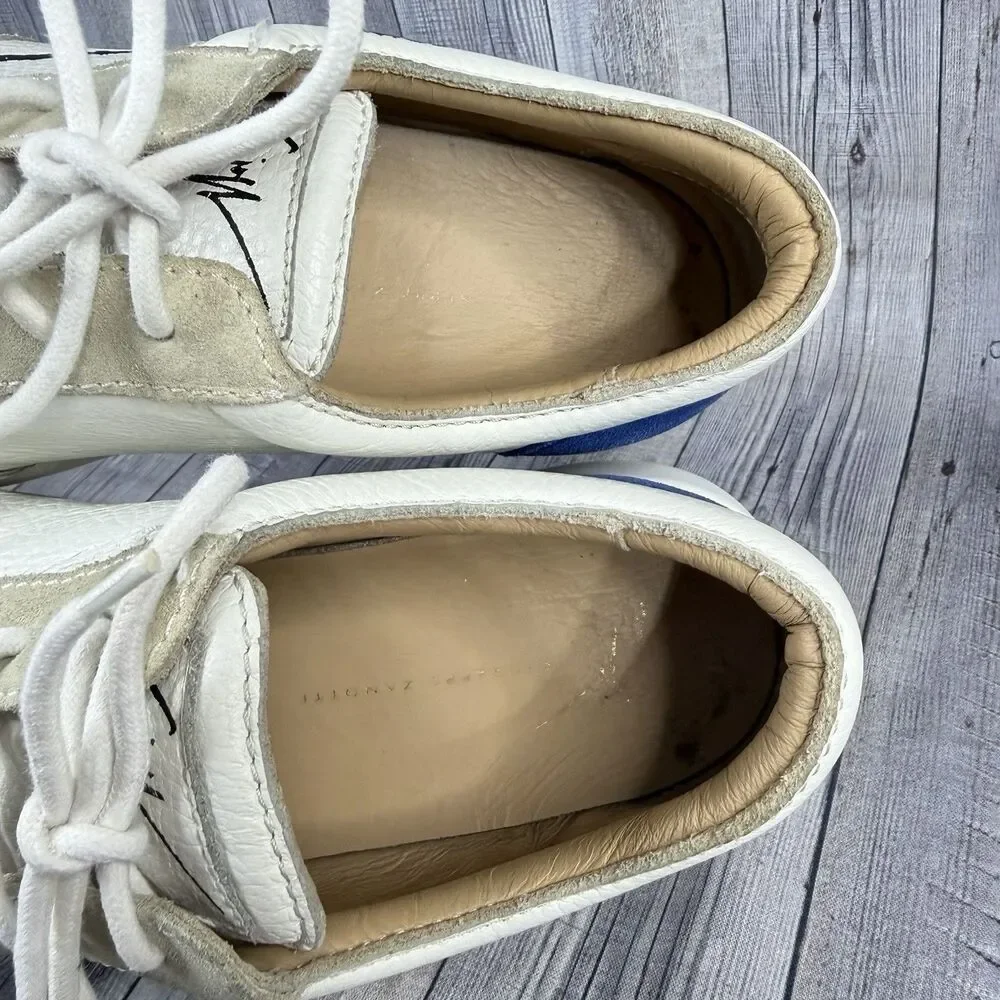 Giuseppe Zanotti Shoes 40 Signature Logo Leather Lace Up Sneakers Trainers $550